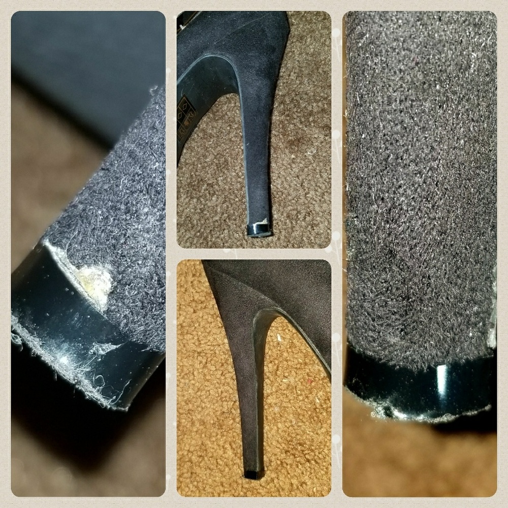 Bebe Suede Black and Gold High Heels - Picture 4 of 5